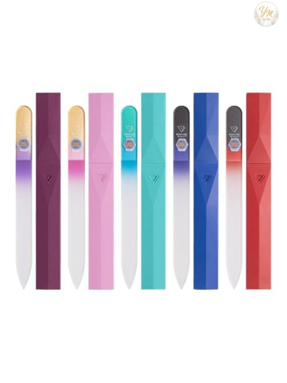 Czech Glass Nail File Set 5-Pk, Etched Grit Natural Nail Care, with Hard Cases